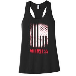 Murica American Flag Patriotic Women's Racerback Tank