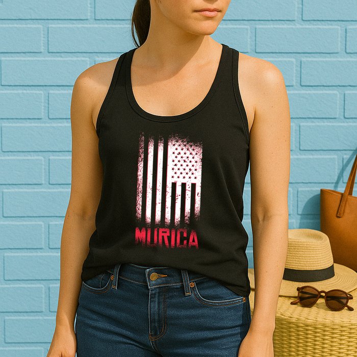 Murica American Flag Patriotic Womens Tank Top