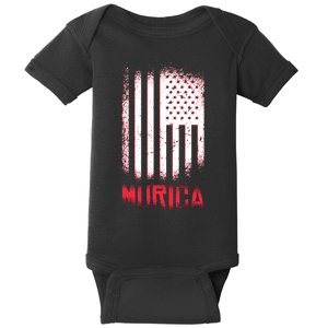 Murica American Flag Patriotic Baby Bodysuit