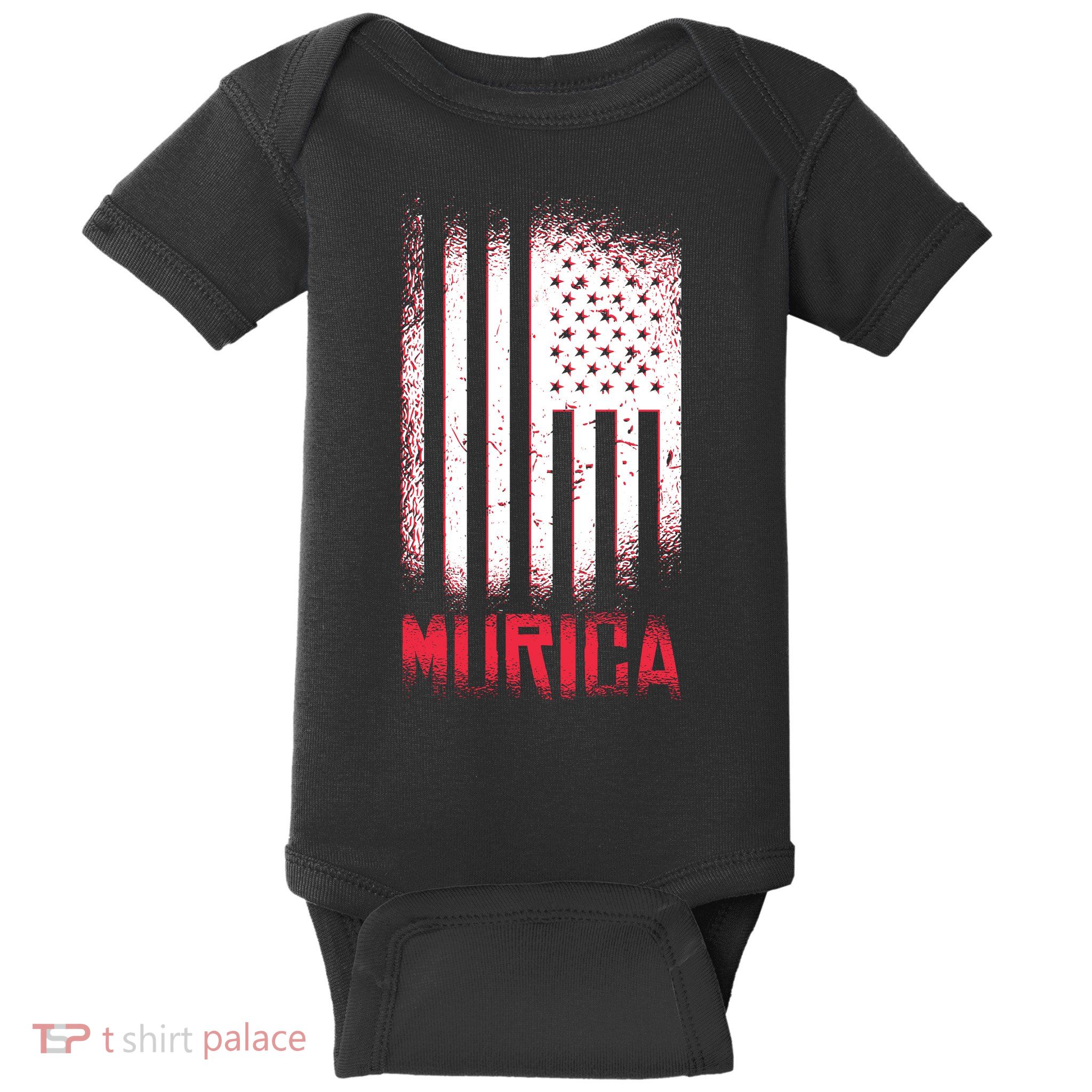 Murica American Flag Patriotic Baby Bodysuit