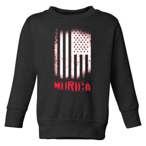 Murica American Flag Patriotic Toddler Sweatshirt