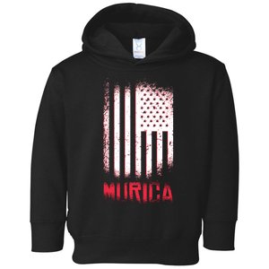 Murica American Flag Patriotic Toddler Hoodie