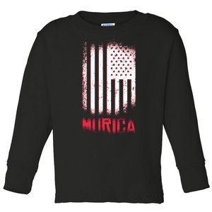 Murica American Flag Patriotic Toddler Long Sleeve Shirt