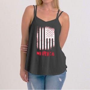 Murica American Flag Patriotic Women's Strappy Tank