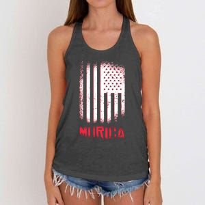 Murica American Flag Patriotic Women's Knotted Racerback Tank