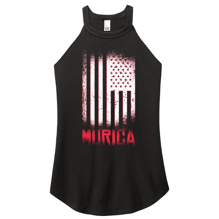 Murica American Flag Patriotic Women's Perfect Tri Rocker Tank