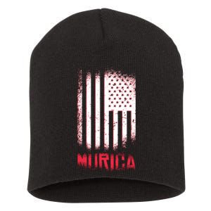 Murica American Flag Patriotic Short Acrylic Beanie