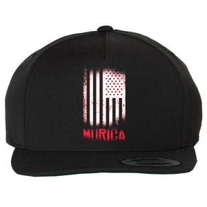 Murica American Flag Patriotic Wool Snapback Cap