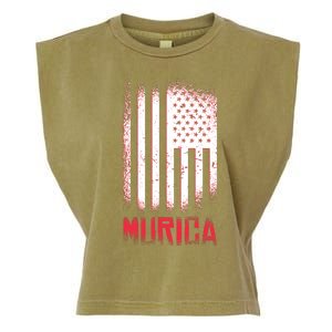 Murica American Flag Patriotic Garment-Dyed Women's Muscle Tee