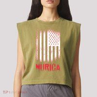 Murica American Flag Patriotic Garment-Dyed Women's Muscle Tee