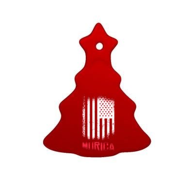 Murica American Flag Patriotic Ceramic Tree Ornament