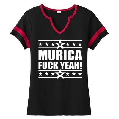 Murica F*ck Yeah! Ladies Halftime Notch Neck Tee