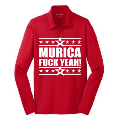 Murica F*ck Yeah! Silk Touch Performance Long Sleeve Polo