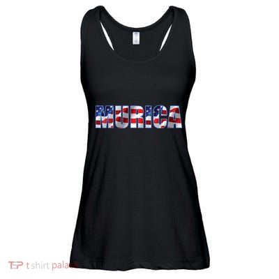 Murica Fourth of July USA Retro Vintage Style Ladies Essential Flowy Tank