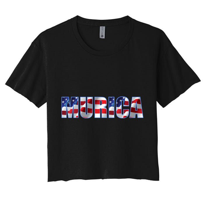 Murica Fourth of July USA Retro Vintage Style Crop Top