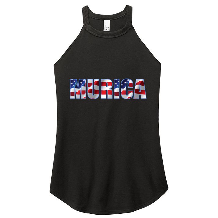 Murica Fourth of July USA Retro Vintage Style Women's Perfect Tri Rocker Tank