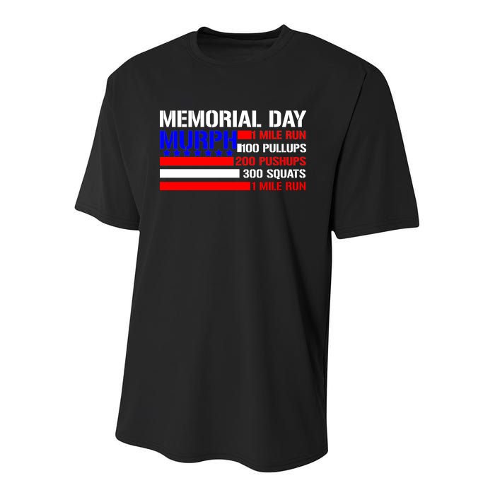 Murph Memorial Day 1 Mile Run Youth Performance Sprint T-Shirt