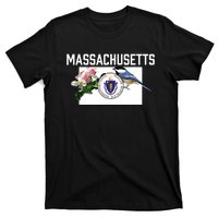 Massachusetts Us State Flag With State Bird Flower T-Shirt