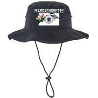 Massachusetts Us State Flag With State Bird Flower Legacy Cool Fit Booney Bucket Hat