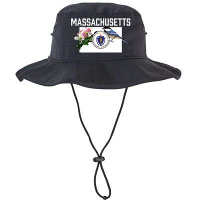 Massachusetts Us State Flag With State Bird Flower Legacy Cool Fit Booney Bucket Hat