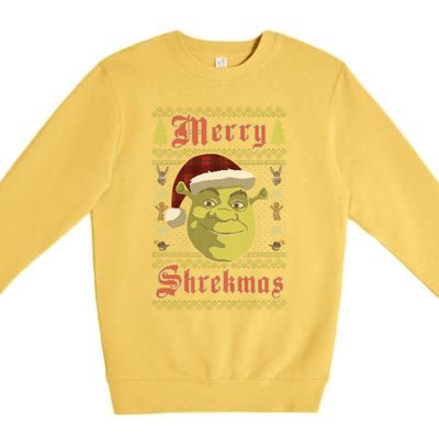 Merry Ugly Sweater Style Christmas Premium Crewneck Sweatshirt