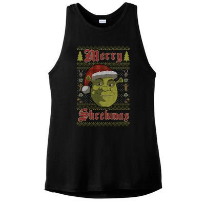 Merry Ugly Sweater Style Christmas Ladies PosiCharge Tri-Blend Wicking Tank