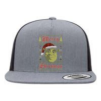 Merry Ugly Sweater Style Christmas Flat Bill Trucker Hat