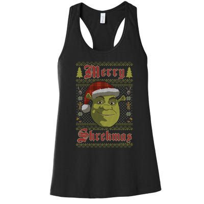 Merry Ugly Sweater Style Christmas Women's Racerback Tank