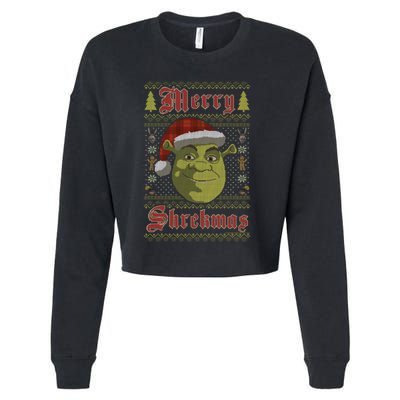 Merry Ugly Sweater Style Christmas Cropped Pullover Crew