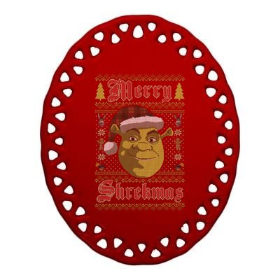 Merry Ugly Sweater Style Christmas Ceramic Oval Ornament