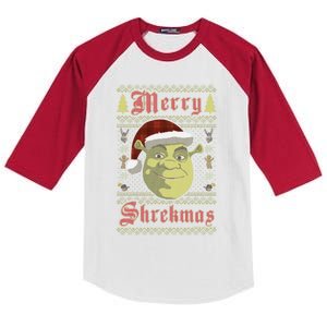 Merry Ugly Sweater Style Christmas Kids Colorblock Raglan Jersey