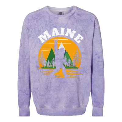 Maine US State Bigfoot Sasquatch Colorblast Crewneck Sweatshirt