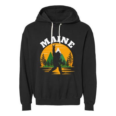 Maine US State Bigfoot Sasquatch Garment-Dyed Fleece Hoodie