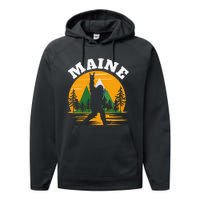 Maine US State Bigfoot Sasquatch Performance Fleece Hoodie