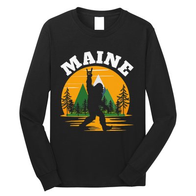 Maine US State Bigfoot Sasquatch Long Sleeve Shirt