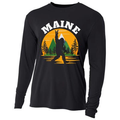 Maine US State Bigfoot Sasquatch Cooling Performance Long Sleeve Crew