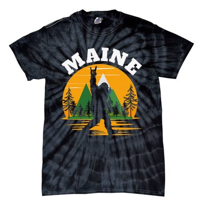 Maine US State Bigfoot Sasquatch Tie-Dye T-Shirt