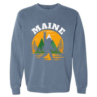 Maine US State Bigfoot Sasquatch Garment-Dyed Sweatshirt