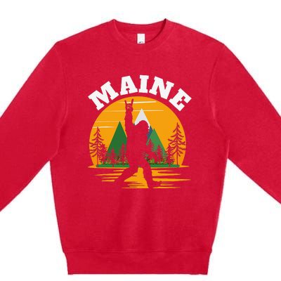 Maine US State Bigfoot Sasquatch Premium Crewneck Sweatshirt