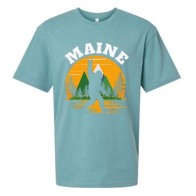 Maine US State Bigfoot Sasquatch Sueded Cloud Jersey T-Shirt