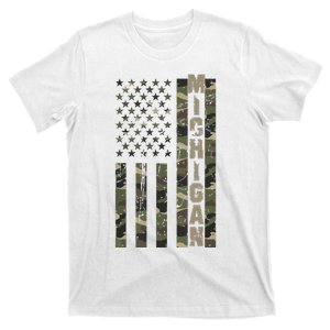 Michigan United States Distressed Camo Us Flag T-Shirt