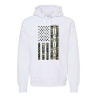 Michigan United States Distressed Camo Us Flag Premium Hoodie