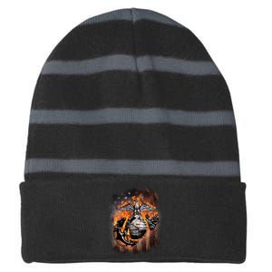 Marine USA Sign Flag Striped Beanie with Solid Band