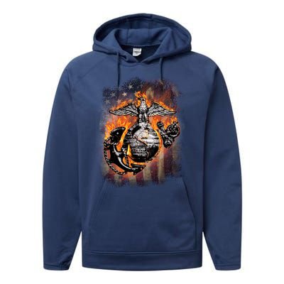 Marine USA Sign Flag Performance Fleece Hoodie