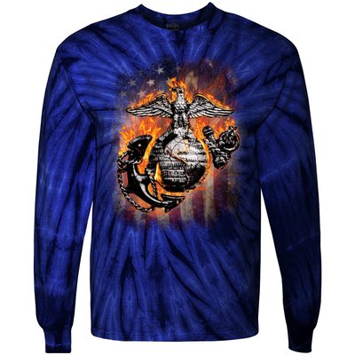 Marine USA Sign Flag Tie-Dye Long Sleeve Shirt