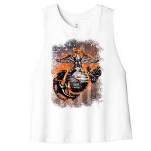 Marine USA Sign Flag Women's Racerback Cropped Tank