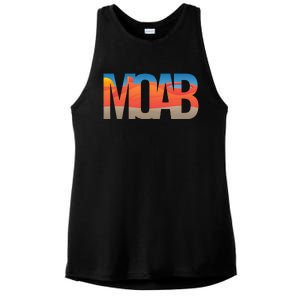 Moab Utah Scenic Landscape Typography Southwestern Ladies PosiCharge Tri-Blend Wicking Tank