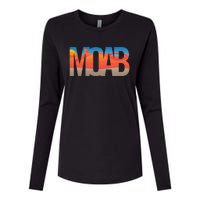 Moab Utah Scenic Landscape Typography Southwestern Womens Cotton Relaxed Long Sleeve T-Shirt