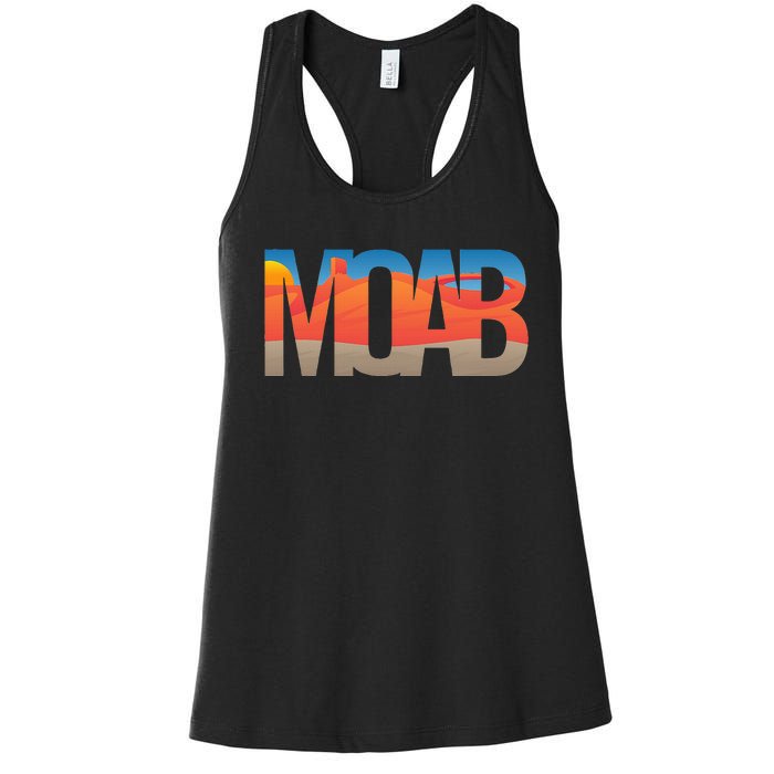 Moab Utah Scenic Landscape Typography Southwestern Women's Racerback Tank