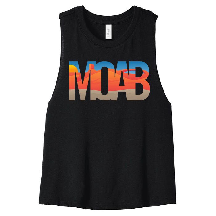 Moab Utah Scenic Landscape Typography Southwestern Women's Racerback Cropped Tank